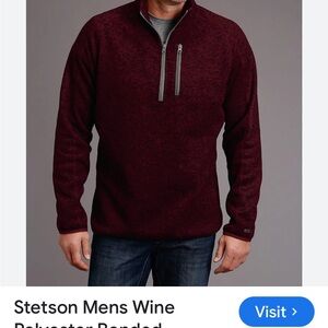 Stetson Men's Burgundy Rugged 1/4 Zip Sweater, 2XL